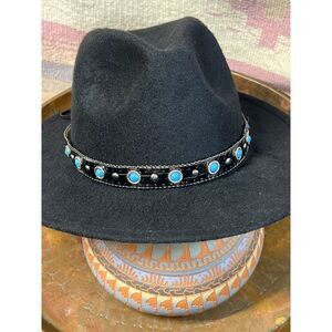 TURQUOISE Black WESTERN STRETCH HATBAND HAT BAND SOUTHWEST MEN WOMEN BOHEMIAN